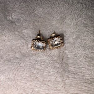 square gold stud earrings